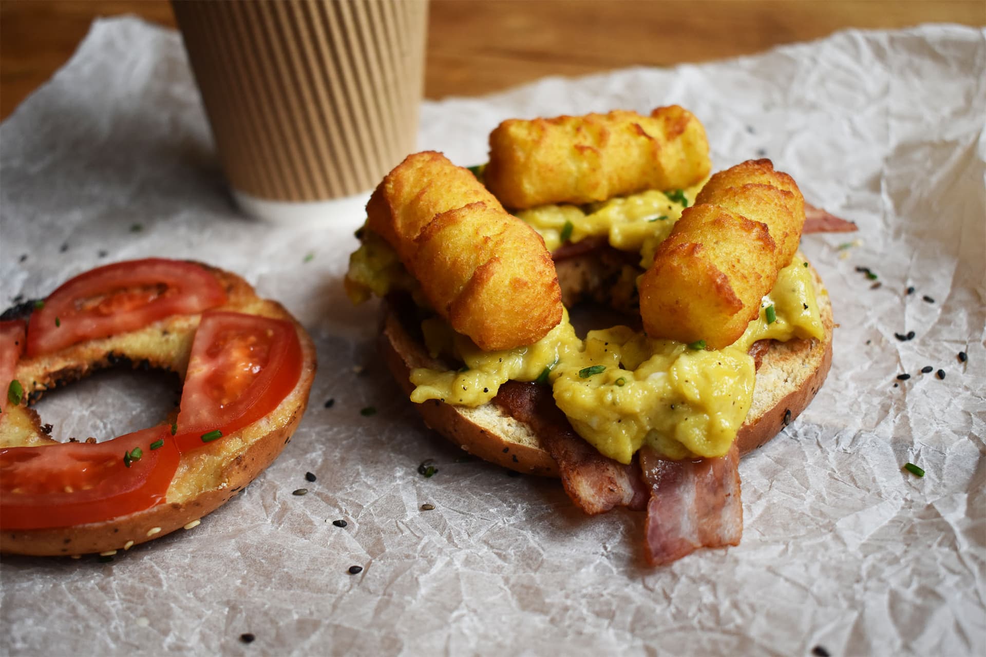 Potato Croquettes Breakfast Bagel