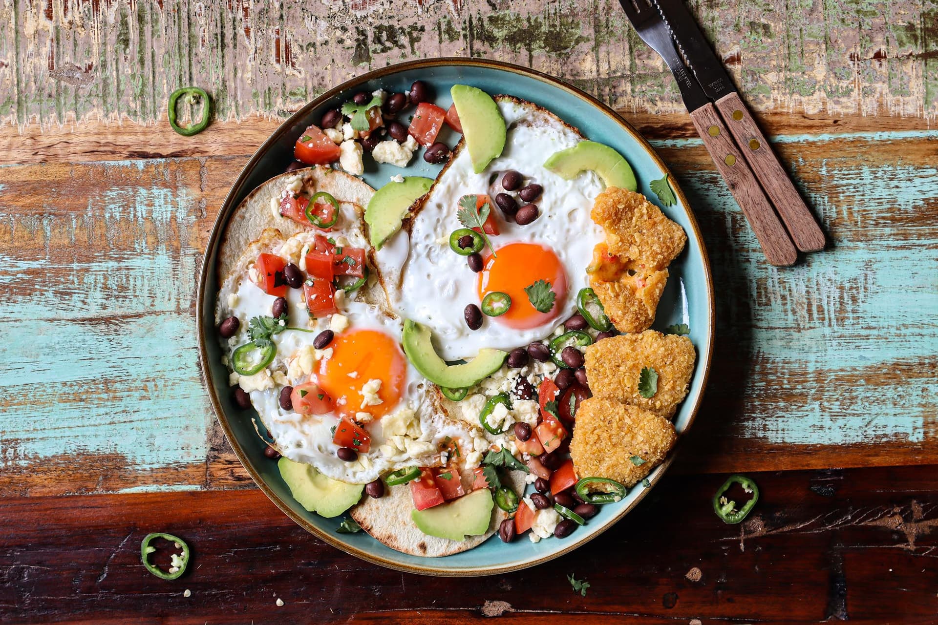 Huevos Rancheros with Nacho Cheese Bites